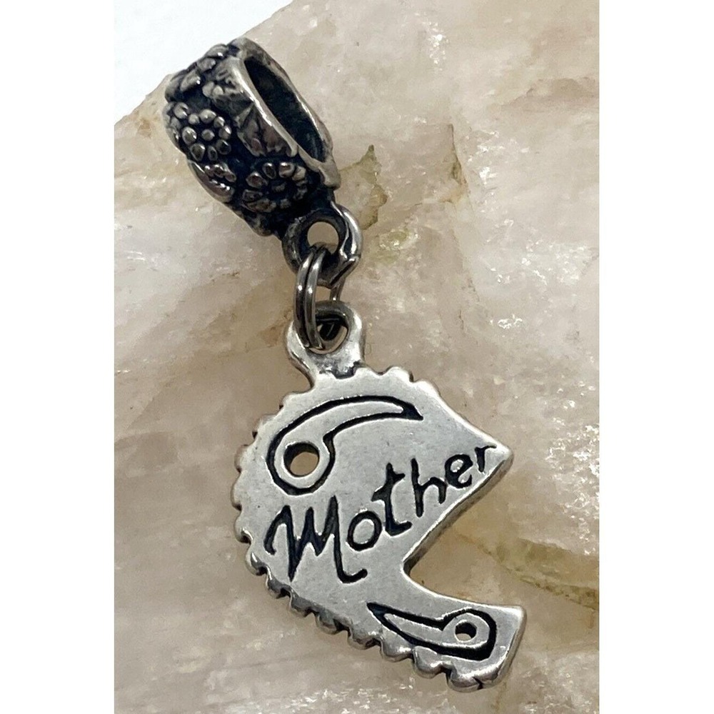 Vintage SJC Mother Half Heart Charm‎ Sterling 925 Silver 2.6g Dainty Mothers Day